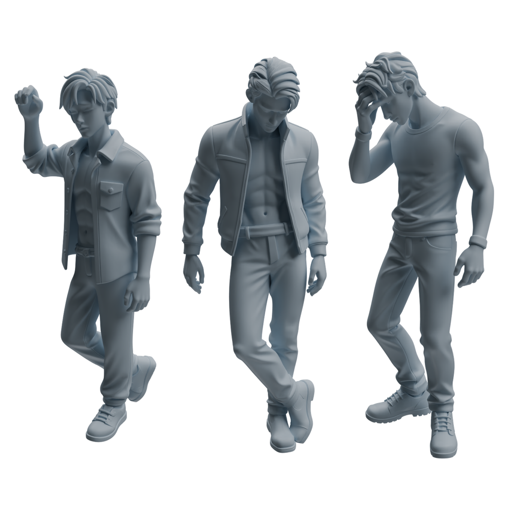 MRY-SFW LYTR938 Frustrated Man Character Modern Model 3 pcs 3D Printed Resin Model Kit by SSMODEL
