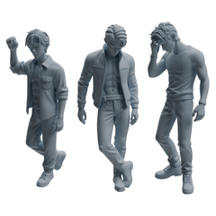 MRY-SFW LYTR938 Frustrated Man Character Modern Model 3 pcs 3D Printed Resin Model Kit by SSMODEL
