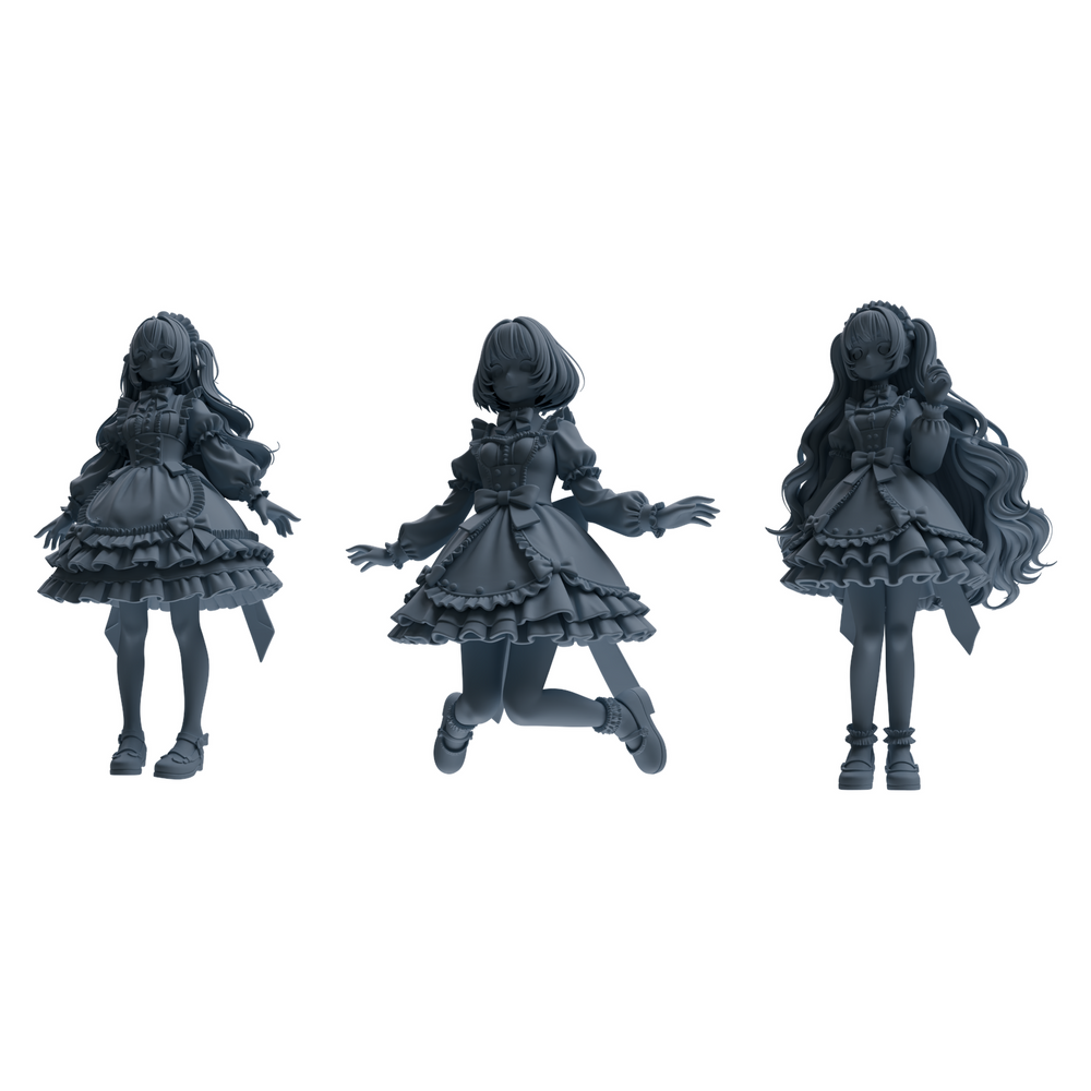 MRY-SFW LYTR871 Lolita Girl Figure Modern Model 3 pcs 3D Printed Resin Model Kit by SSMODEL