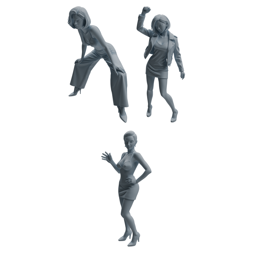 MRY-SFW LYTR930 Nightclub Party Woman Character Modern Model 3 pcs 3D Printed Resin Model Kit by SSMODEL