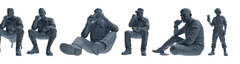 MRY-SFW SSTR041 Miniatures Soldier Model Kit Fury Sherman Tank WWII Tank Crew Eating Six-Person Group