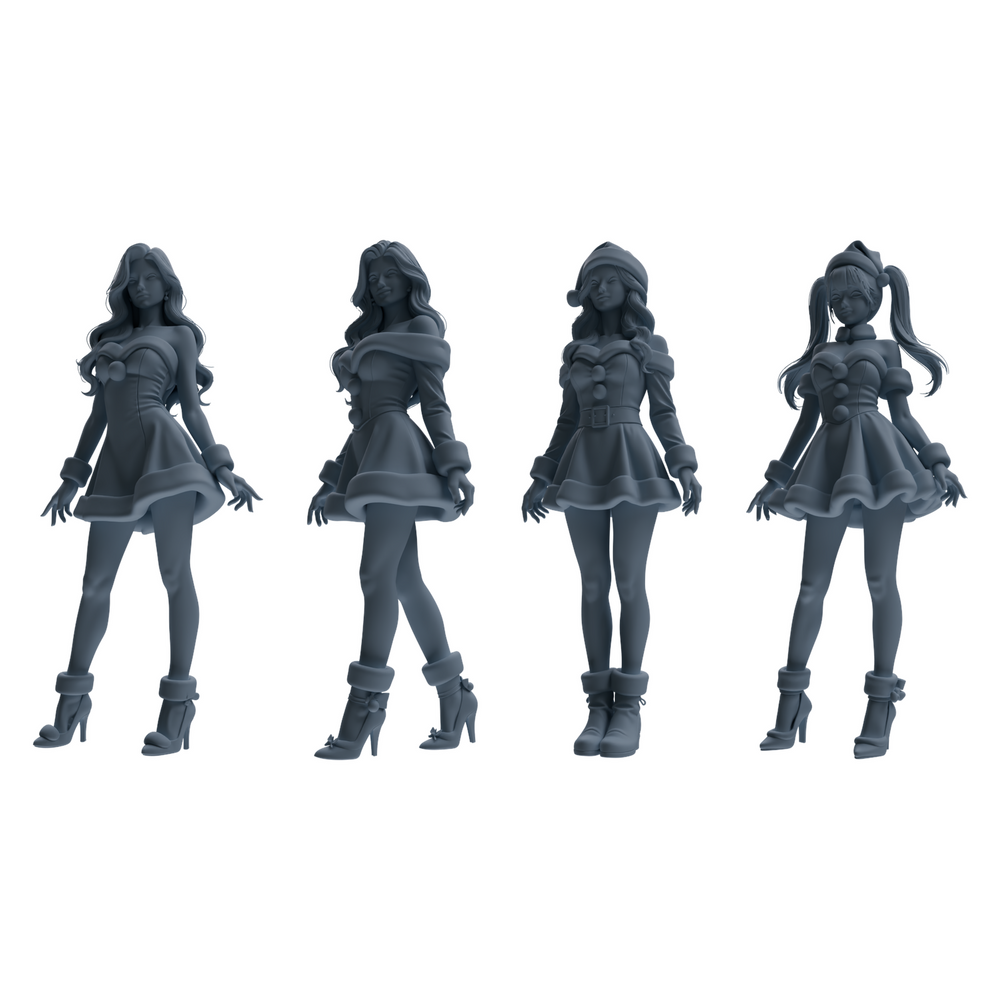 MRY-SFW LYTR881 Christmas Style Girl Figure Modern Model 4 pcs 3D Printed Resin Model Kit by SSMODEL