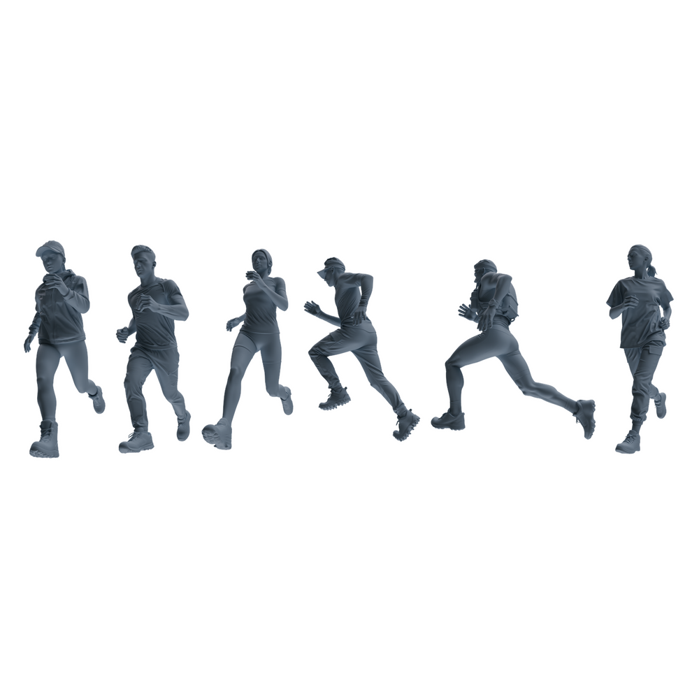 MRY-SFW LYTR821 Outdoor Running Athlete Figure Modern Model 6 pcs Miniature Car Diorama Figures Scene Props Accessories Resin 3D Printed Resin Model Kit by SSMODEL