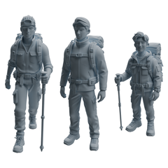 MRY-SFW LYTR1030 Outdoor Hiking Trekking Male Character Modern Model 3 pcs 3D Printed Resin Model Kit by SSMODEL