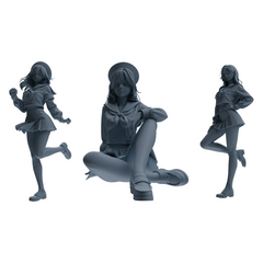 MRY-SFW LYTR885 College Style Sailor Uniform Girl Figure Modern Model 3 pcs 3D Printed Resin Model Kit by SSMODEL