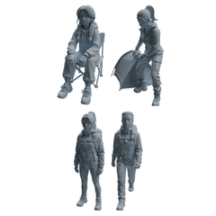 MRY-SFW LYTR1018 Camping and Hiking Female Character Modern Model 4 pcs 3D Printed Resin Model Kit by SSMODEL