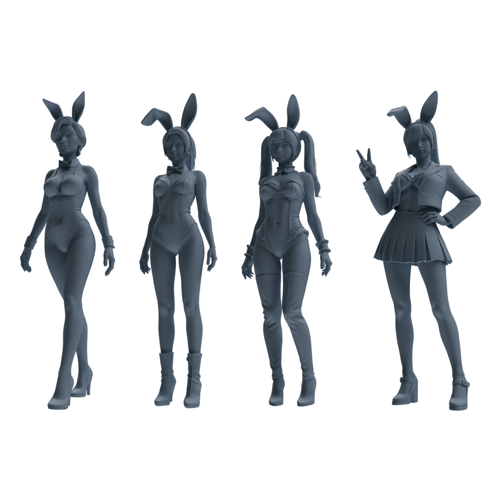 MRY-SFW LYTR889 Multi-style Bunny Girl Modern Model 4 pcs 3D Printed Resin Model Kit by SSMODEL
