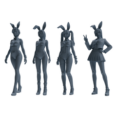 MRY-SFW LYTR889 Multi-style Bunny Girl Modern Model 4 pcs 3D Printed Resin Model Kit by SSMODEL