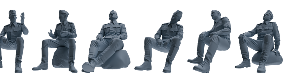 MRY-SFW LYGR729 WWII Soviet Army War Scene Six-Person Conversation Group 3D Printed Resin Model Kit by SSMODEL