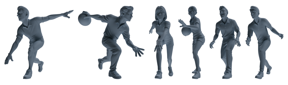 MRY-SFW LYTR797 Bowling Figure Modern Model 6 pcs Miniature Car Diorama Figures Scene Props Accessories Resin 3D Printed Resin Model Kit by SSMODEL
