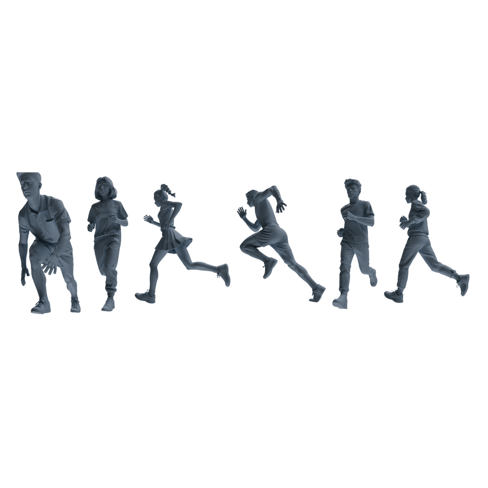 MRY-SFW LYTR822 Running Children Figure Modern Model 6 pcs Miniature Car Diorama Figures Scene Props Accessories Resin 3D Printed Resin Model Kit by SSMODEL