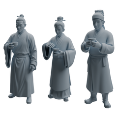MRY-SFW LYTR981 Ancient Cup-Holding Scholar Character Modern Model 3 pcs 3D Printed Resin Model Kit by SSMODEL