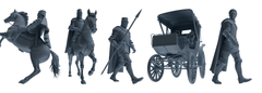 MRY-SFW SSTR087 Miniatures Soldier Model Kit Medieval Knight Five-Person Escort Group