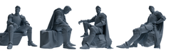 MRY-SFW SSTR081 Miniatures Soldier Model Kit Medieval Knight Without Helmet Four-Person Rest Group