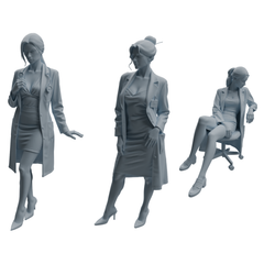 MRY-SFW LYTR1007 Female Doctor with Stethoscope Character Modern Model 3 pcs 3D Printed Resin Model Kit by SSMODEL