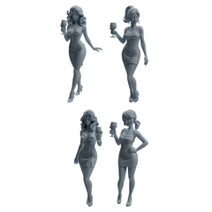 MRY-SFW LYTR934 Bar Guest Woman Character Modern Model 4 pcs 3D Printed Resin Model Kit by SSMODEL
