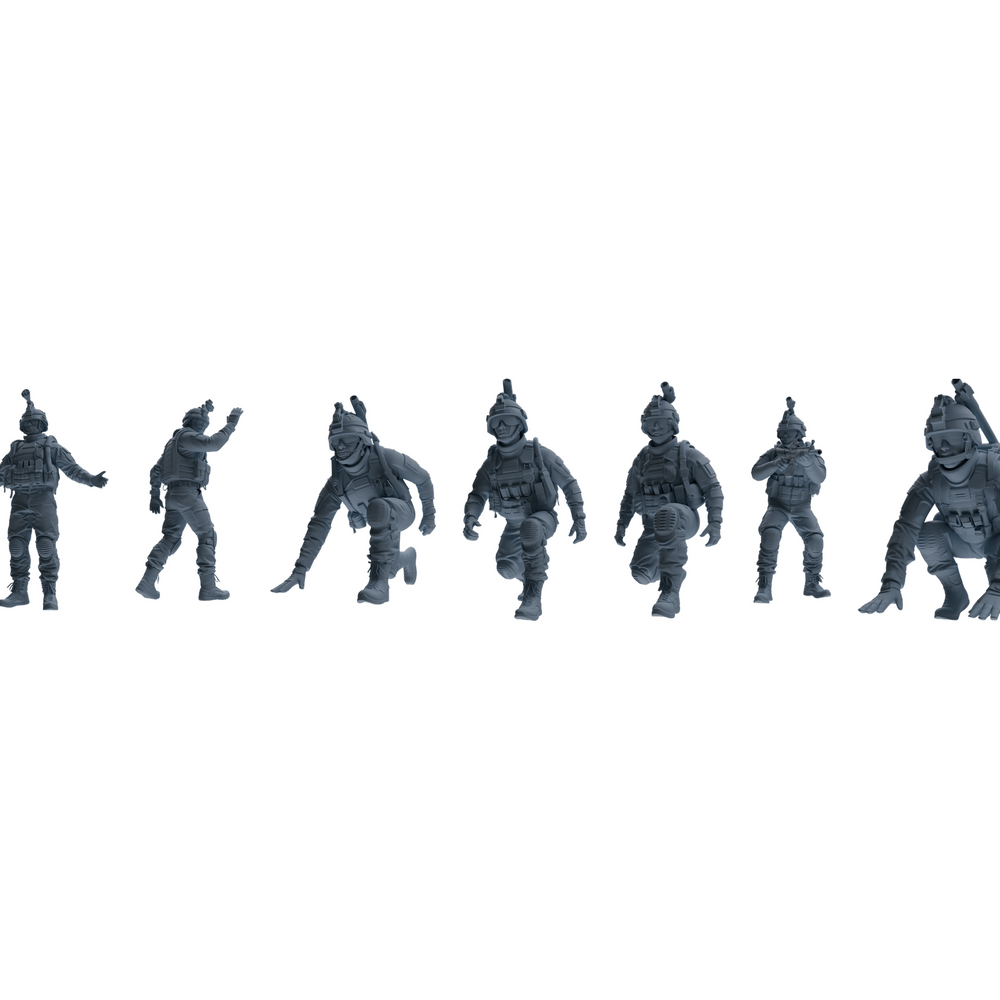 MRY-SFW LYGR617 Modern U.S. Cement Army Seven-Person Combat Readiness 3D Printed Resin Model Kit by SSMODEL