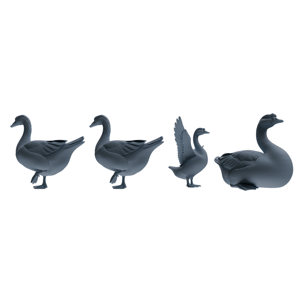 MRY-SFW LYTR838 Farm Duck Goose Pose Model 4 pcs Miniature Car Diorama Figures Scene Props Accessories Resin 3D Printed Resin Model Kit by SSMODEL