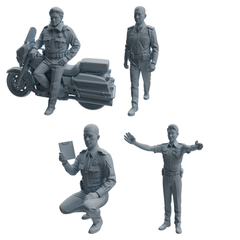 MRY-SFW LYTR960 Multi-Scene On-Duty Male Police Officer Character Modern Model 4 pcs 3D Printed Resin Model Kit by SSMODEL