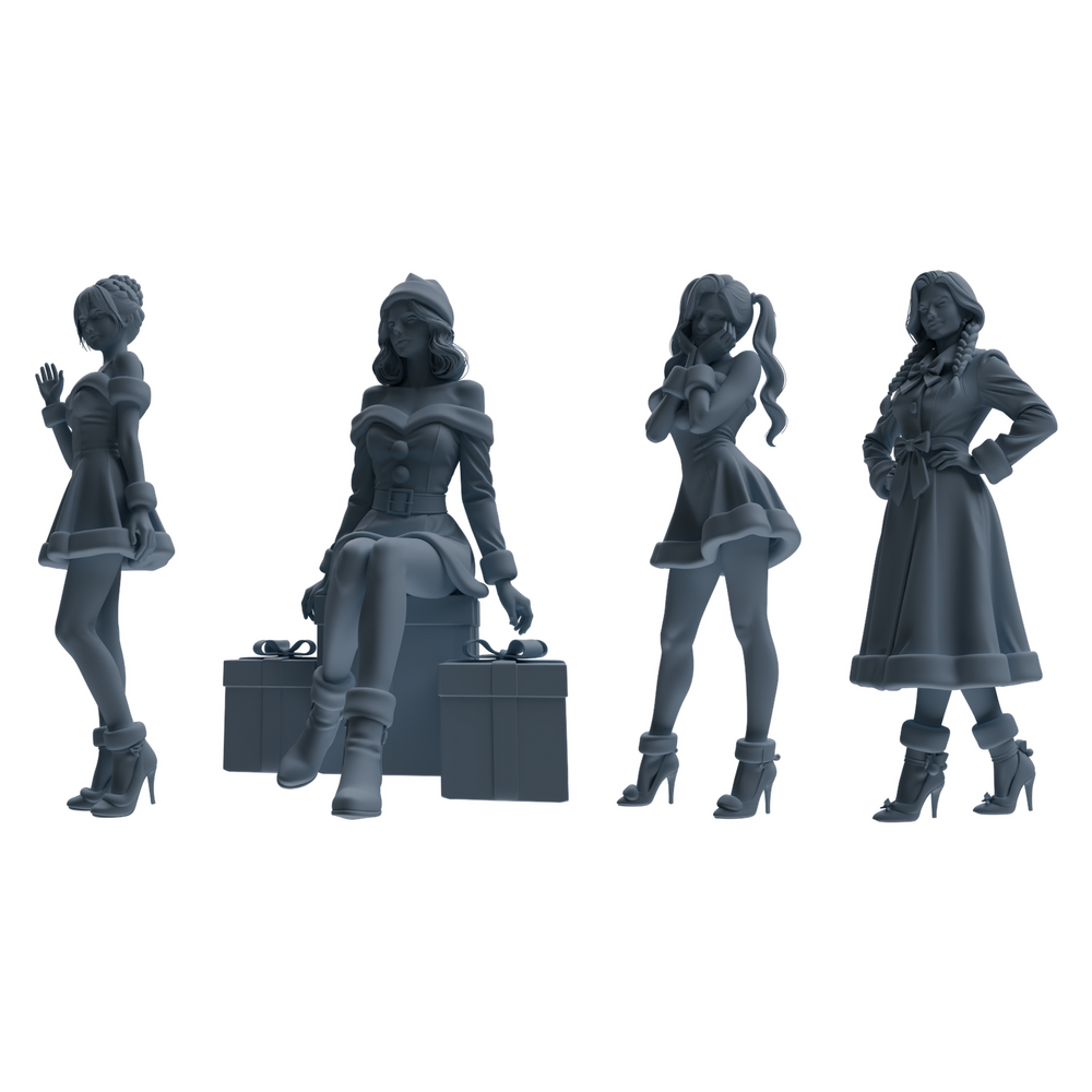 MRY-SFW LYTR882 Christmas Themed Woman Figure Modern Model 4 pcs 3D Printed Resin Model Kit by SSMODEL