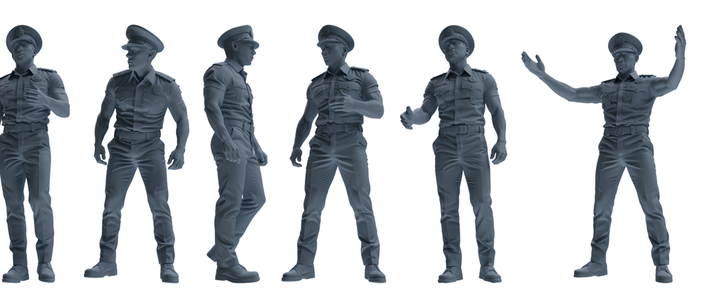 MRY-SFW LYGR767 Modern Hong Kong Police Six-Person Daily Routine 2 3D Printed Resin Model Kit by SSMODEL