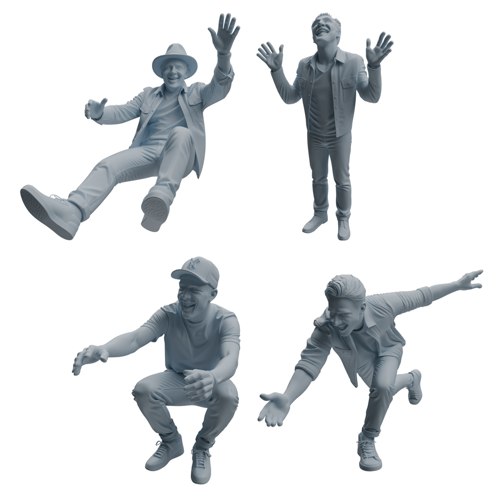 MRY-SFW LYTR1041 Joyful Interactive Male Character Modern Model 4 pcs 3D Printed Resin Model Kit by SSMODEL