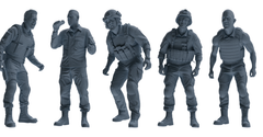 MRY-SFW SSTR026 Miniatures Soldier Model Kit 1993 Mogadishu Black Hawk Helicopter Soldier Singing Five-Person Group