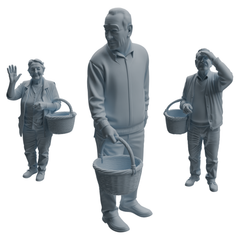 MRY-SFW LYTR993 Elderly People Grocery Shopping Character Modern Model 3 pcs 3D Printed Resin Model Kit by SSMODEL