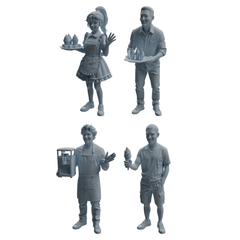 MRY-SFW LYTR1057 Ice Cream Shop Staff Character Modern Model 4 pcs 3D Printed Resin Model Kit by SSMODEL