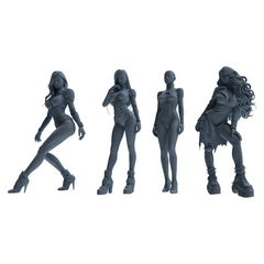 MRY-SFW LYTR867 Cyber Modified Woman Figure Modern Model 4 pcs 3D Printed Resin Model Kit by SSMODEL