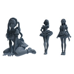 MRY-SFW LYTR872 Maid Outfit Girl Figure Modern Model 3 pcs 3D Printed Resin Model Kit by SSMODEL