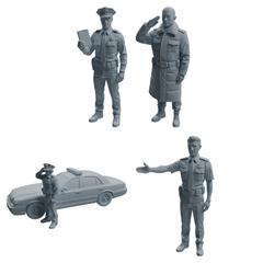 MRY-SFW LYTR959 Multi-Scenario Male Police Officer Character Modern Model 4 pcs 3D Printed Resin Model Kit by SSMODEL