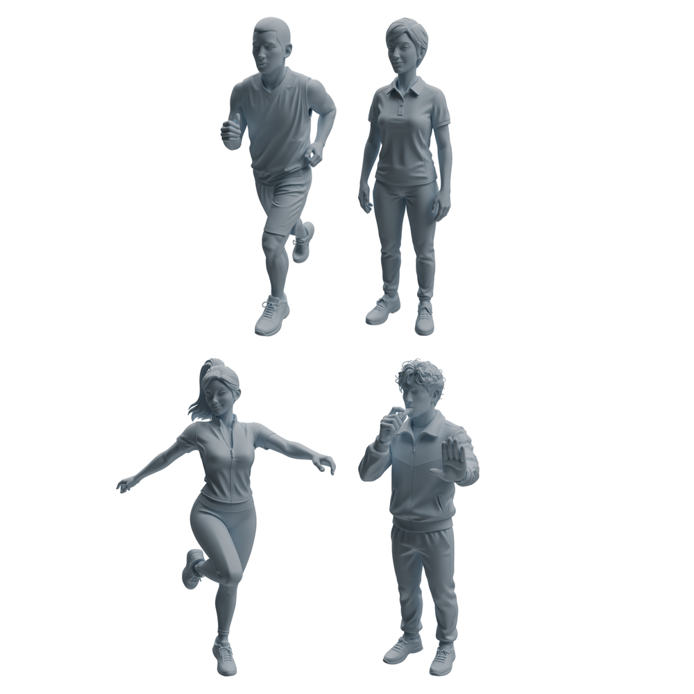 MRY-SFW LYTR967 Sports-Scene PE Teacher Character Modern Model 4 pcs 3D Printed Resin Model Kit by SSMODEL