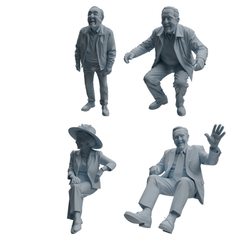 MRY-SFW LYTR1037 Joyful Interactive Elderly Character Modern Model 4 pcs 3D Printed Resin Model Kit by SSMODEL