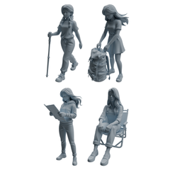 MRY-SFW LYTR1019 Casual Camping Female Character Modern Model 4 pcs 3D Printed Resin Model Kit by SSMODEL