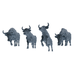 MRY-SFW LYTR837 Bullfight Pose Cattle Model 4 pcs Miniature Car Diorama Figures Scene Props Accessories Resin 3D Printed Resin Model Kit by SSMODEL