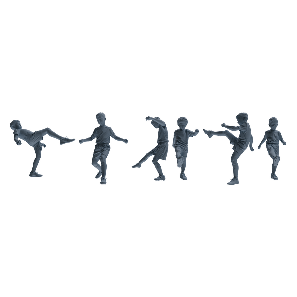 MRY-SFW LYTR811 Child Soccer Player Figure Modern Model 6 pcs Miniature Car Diorama Figures Scene Props Accessories Resin 3D Printed Resin Model Kit by SSMODEL