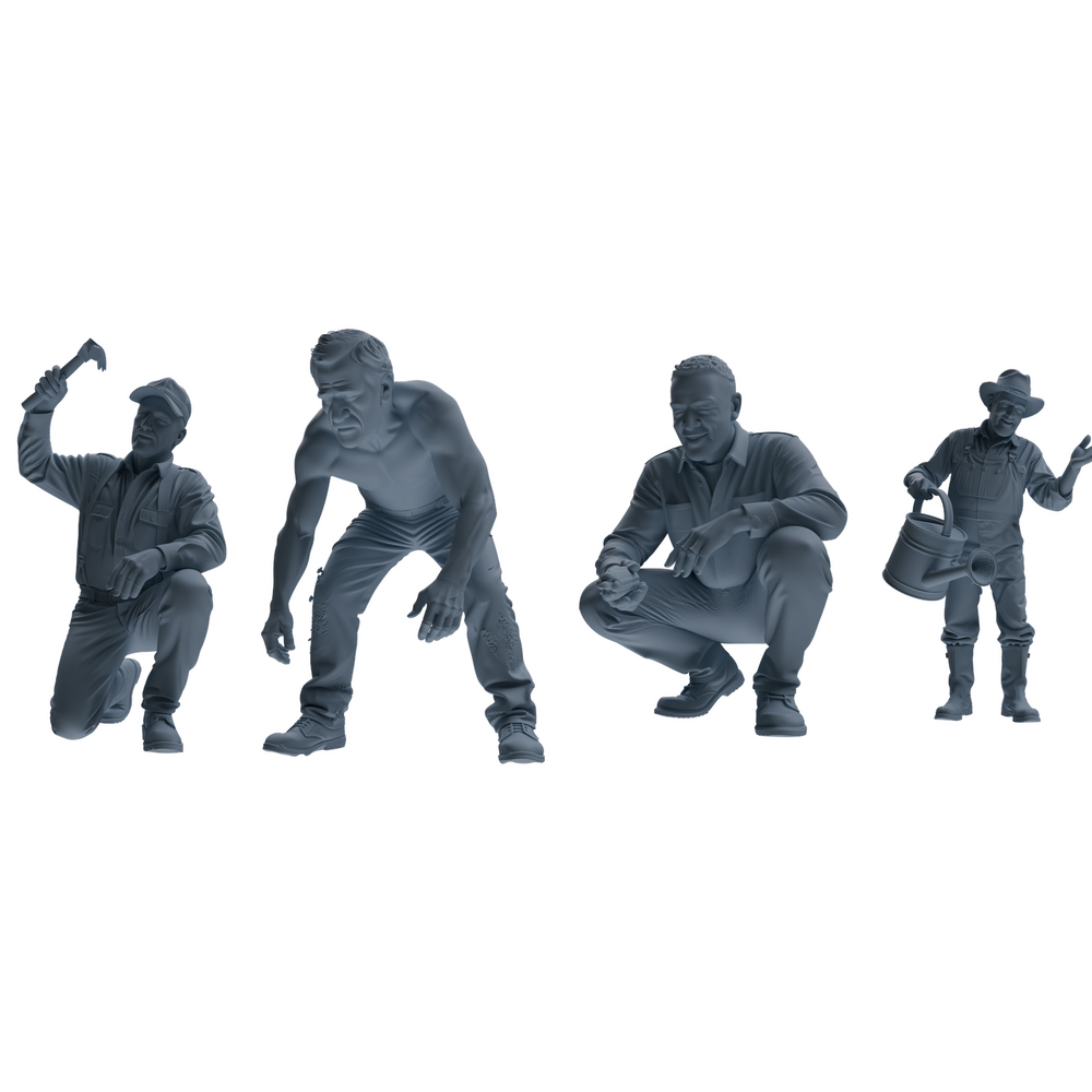 MRY-SFW LYTR899 Workwear Worker Man Modern Model 4 pcs 3D Printed Resin Model Kit by SSMODEL