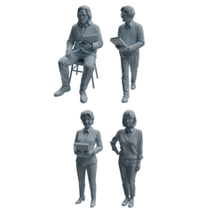 MRY-SFW LYTR971 Lesson-Preparing Teacher Character Modern Model 4 pcs 3D Printed Resin Model Kit by SSMODEL