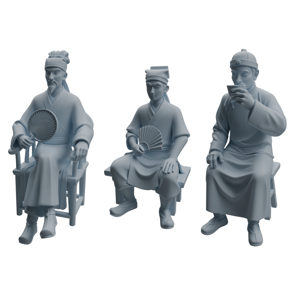 MRY-SFW LYTR979 Ancient Literati Gentleman Character Modern Model 3 pcs 3D Printed Resin Model Kit by SSMODEL