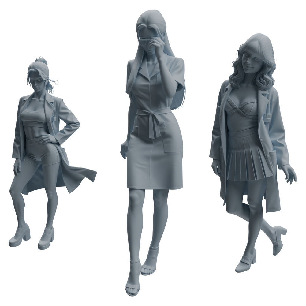 MRY-SFW LYTR1001 Stylish Female Doctor Character Modern Model 3 pcs 3D Printed Resin Model Kit by SSMODEL