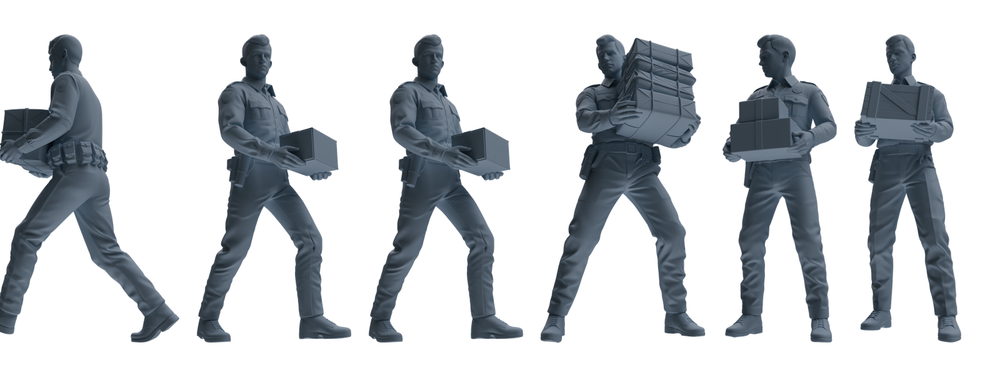 MRY-SFW LYGR670 Los Angeles Patrol Police Six-Person Carrying Group 3D Printed Resin Model Kit by SSMODEL