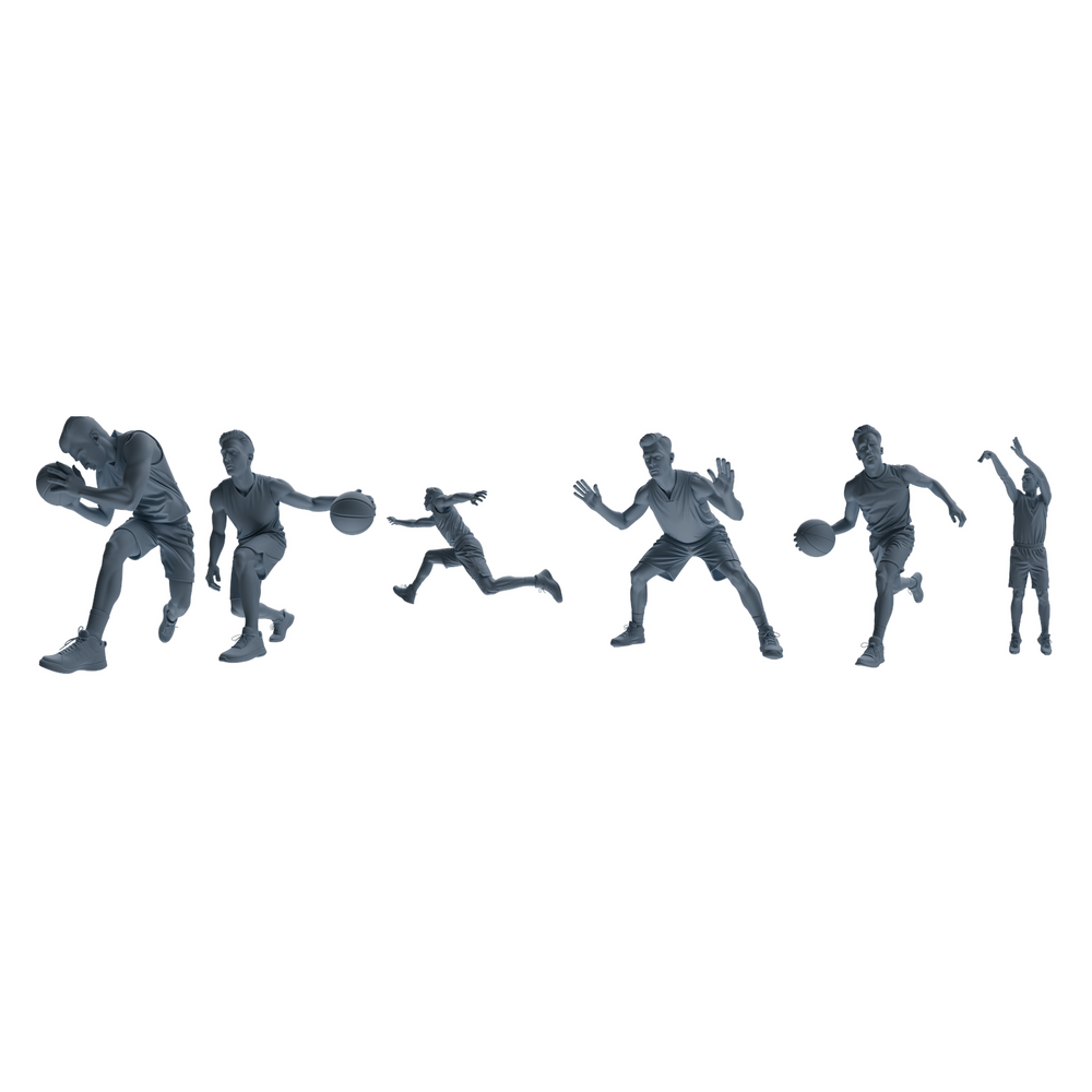 MRY-SFW LYTR806 Male Basketball Player Figure Modern Model 6 pcs Miniature Car Diorama Figures Scene Props Accessories Resin 3D Printed Resin Model Kit by SSMODEL