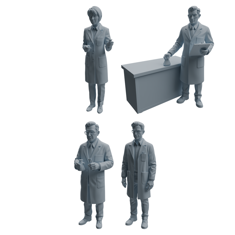 MRY-SFW LYTR964 Lab Instructor Teacher Character Modern Model 4 pcs 3D Printed Resin Model Kit by SSMODEL