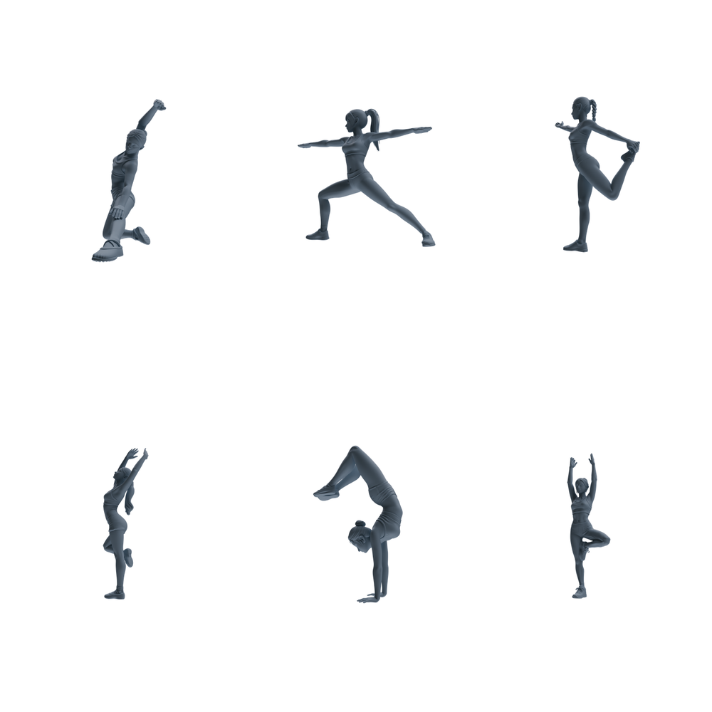 MRY-SFW LYTR830 Yoga Female Athlete Figure Modern Model 6 pcs Miniature Car Diorama Figures Scene Props Accessories Resin 3D Printed Resin Model Kit by SSMODEL