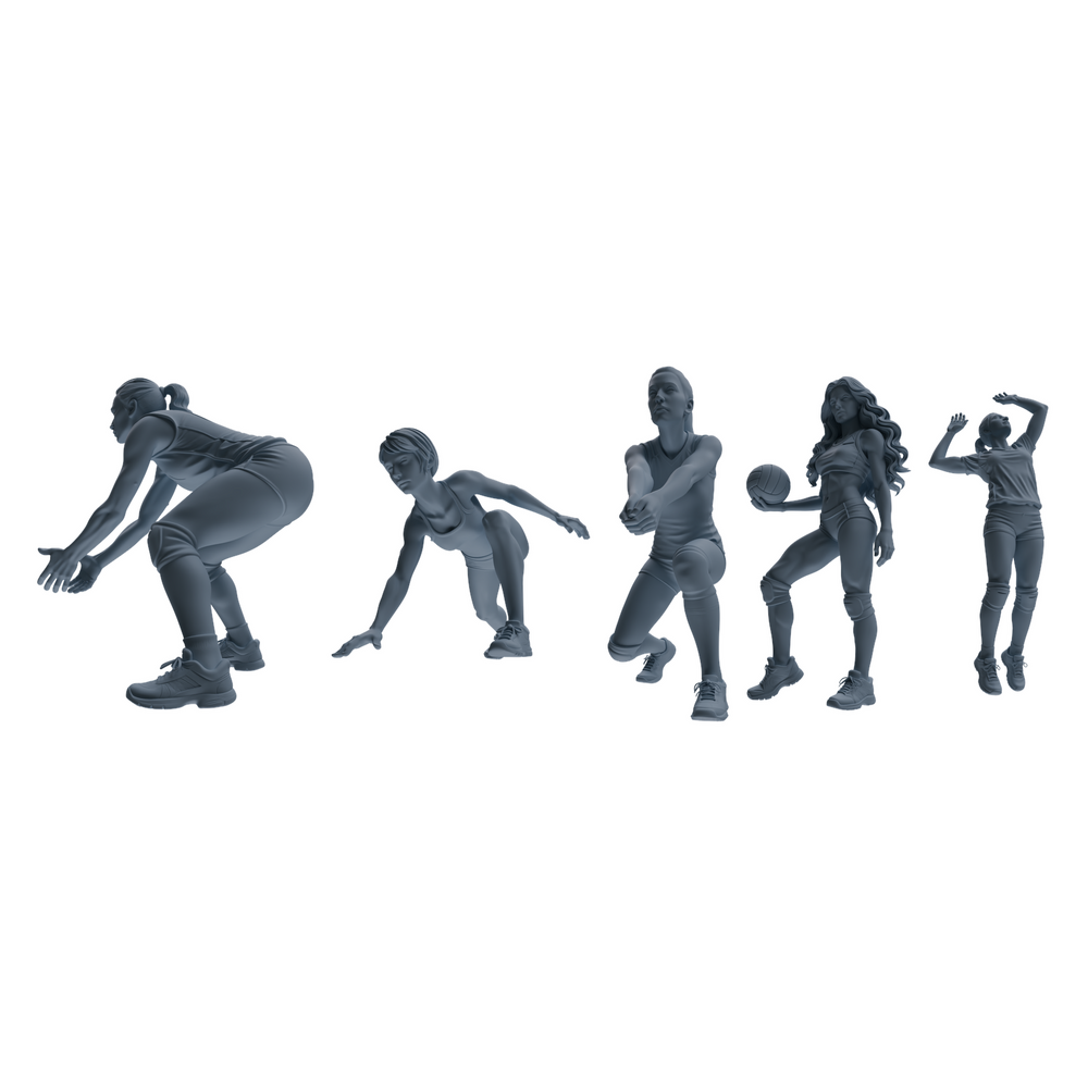 MRY-SFW LYTR823 Female Volleyball Player Figure Modern Model 5 pcs Miniature Car Diorama Figures Scene Props Accessories Resin 3D Printed Resin Model Kit by SSMODEL