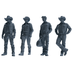 MRY-SFW LYTR903 Cowboy Style Man Multi-look Modern Model 4 pcs 3D Printed Resin Model Kit by SSMODEL