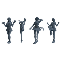 MRY-SFW LYTR864 Cheerleader Girl Figure Modern Model 4 pcs Miniature Car Diorama Figures Scene Props Accessories Resin 3D Printed Resin Model Kit by SSMODEL