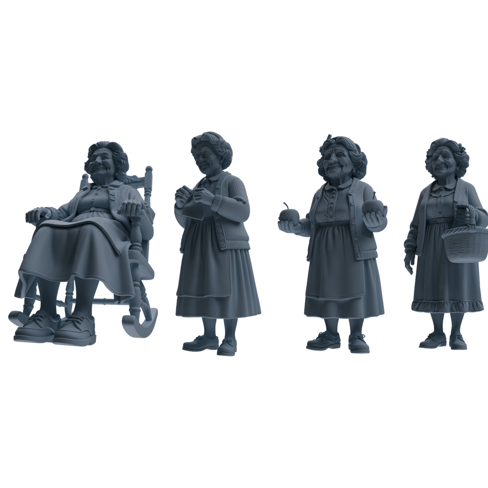 MRY-SFW LYTR902 Vintage Elderly Woman Modern Model 4 pcs 3D Printed Resin Model Kit by SSMODEL
