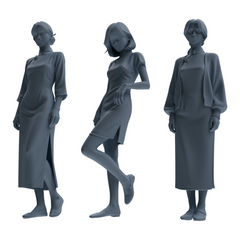 MRY-SFW LYTR894 Republic of China Style Qipao Woman Figure Modern Model 3 pcs 3D Printed Resin Model Kit by SSMODEL